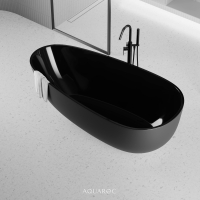 Uovo Matte Black Freestanding Stone Bath 1700mm