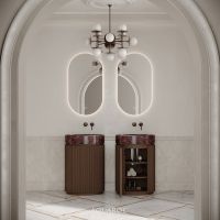 Rotunda Fluted Vanity Unit 600mm Espresso Oak