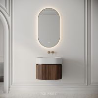 Camden Vanity Unit & Stone Basin 600mm Walnut