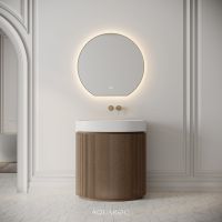 Rotunda Fluted Vanity Unit & Stone Basin 800mm Smoked Oak