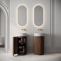 Rotunda Fluted Vanity Unit & Stone Basin 420mm Walnut