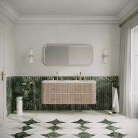 Savoy Wall Hung Double Vanity Unit & Stone Basin 1400mm Natural Oak