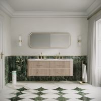 Savoy Wall Hung Double Vanity Unit & Stone Basin 1600mm Natural Oak