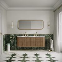 Savoy Wall Hung Double Vanity Unit & Stone Basin 1600mm Smoked Oak