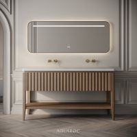 Kensington Double Vanity Unit & Stone Basin 1400mm Smoked Oak