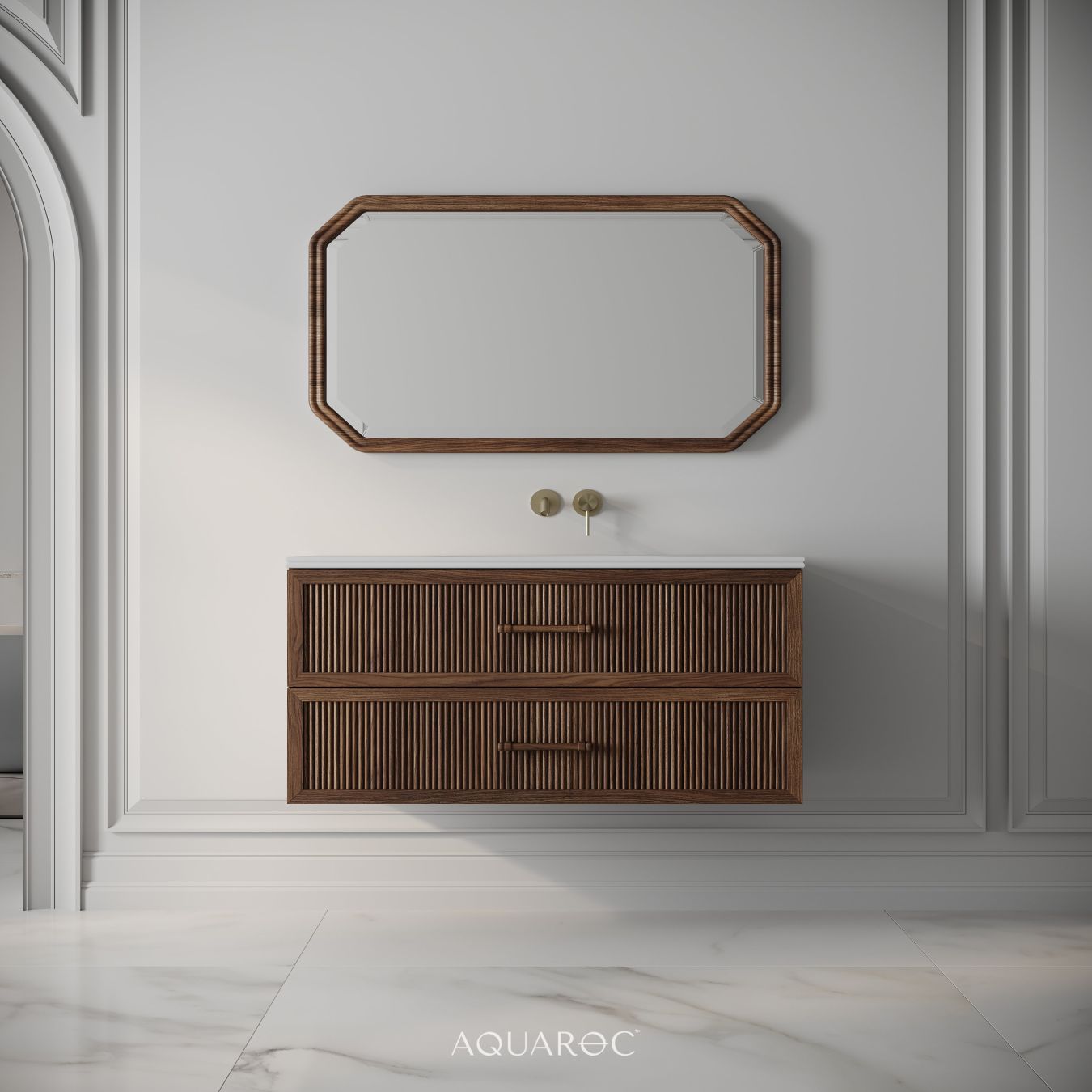 Park Lane Vanity Unit & Stone Basin 1000mm Walnut