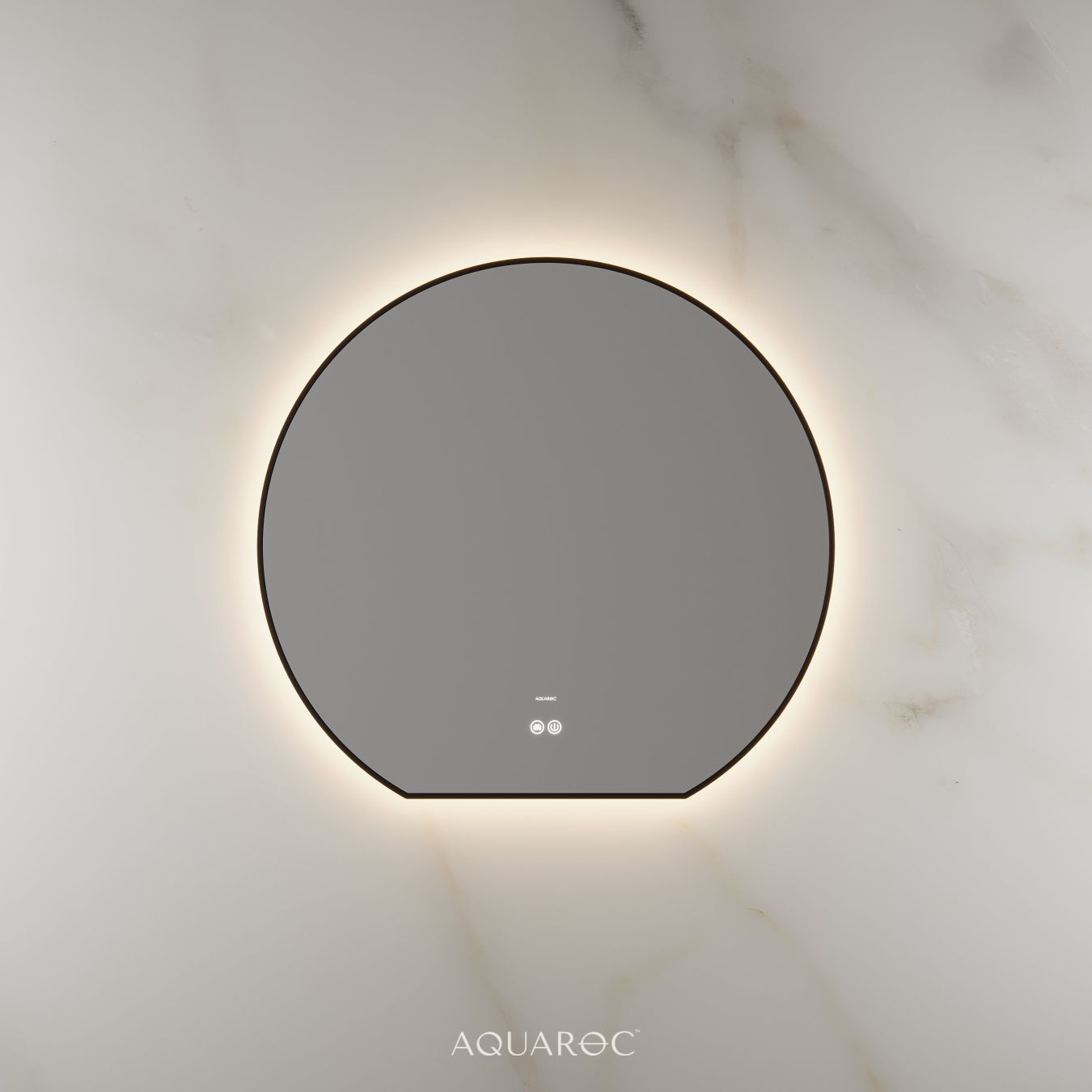 Lumiere Backlit & Demister Moon Mirror 800mm Matte Black
