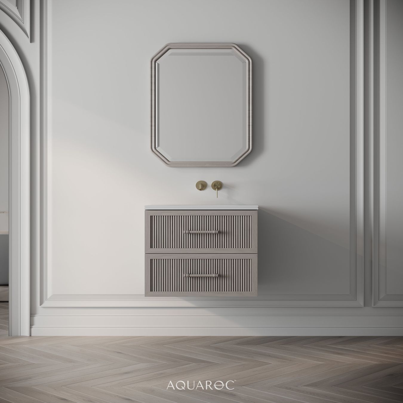Park Lane Vanity Unit & Stone Basin 600mm Sabbia Grigio Oak