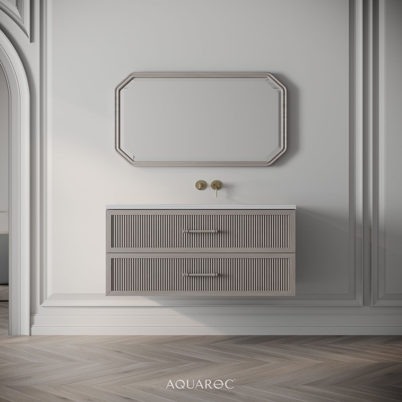 Park Lane Vanity Unit & Stone Basin 1000mm Sabbia Grigio Oak