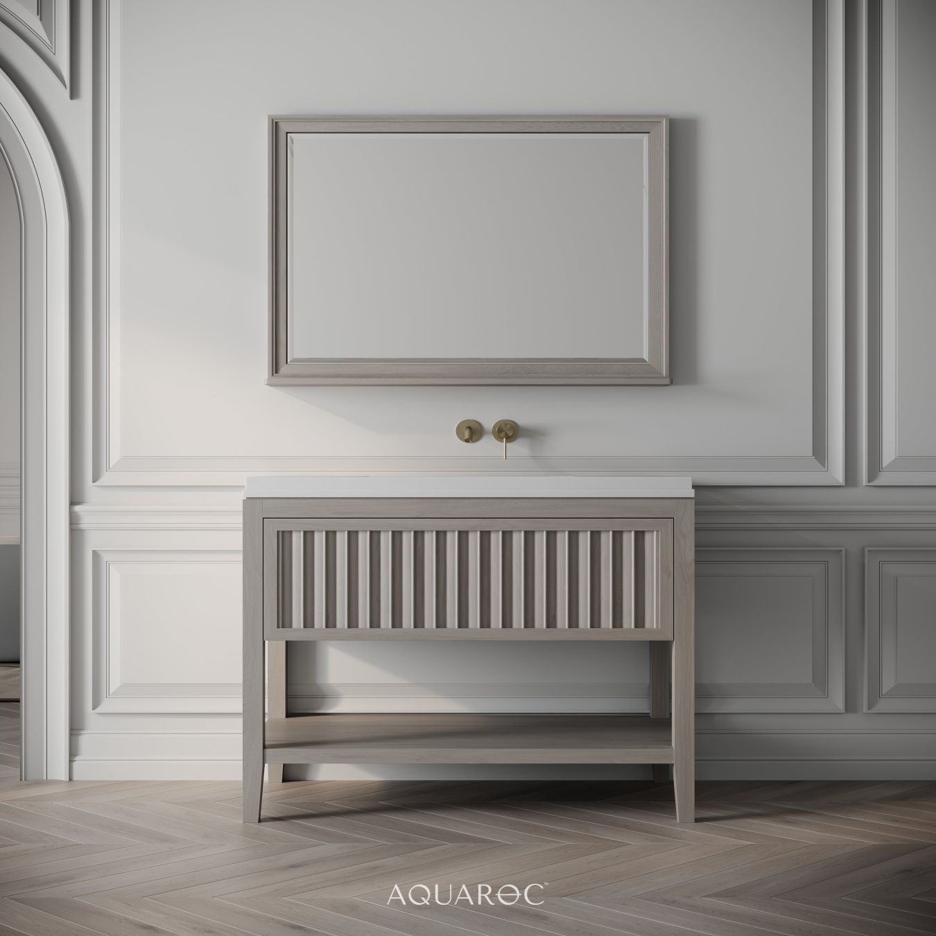 Belvedere Vanity Unit & Stone Basin 1000mm Sabbia Grigio Oak