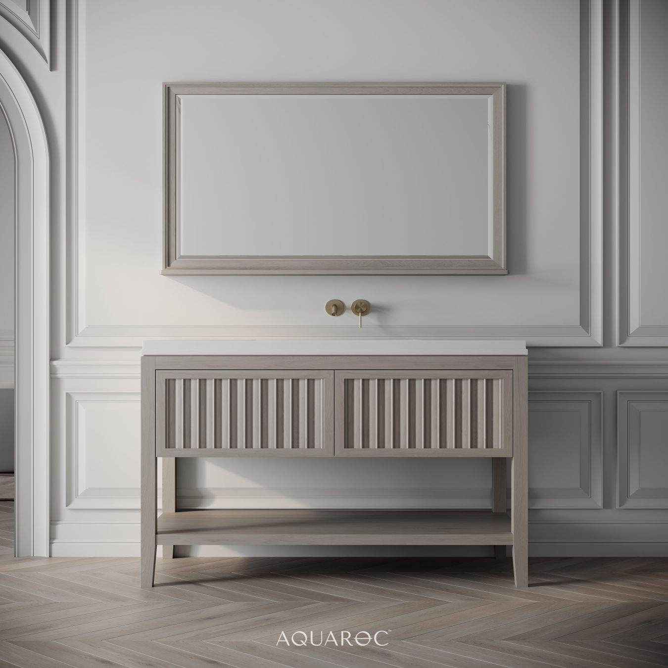 Belvedere Vanity Unit & Stone Basin 1200mm Sabbia Grigio Oak