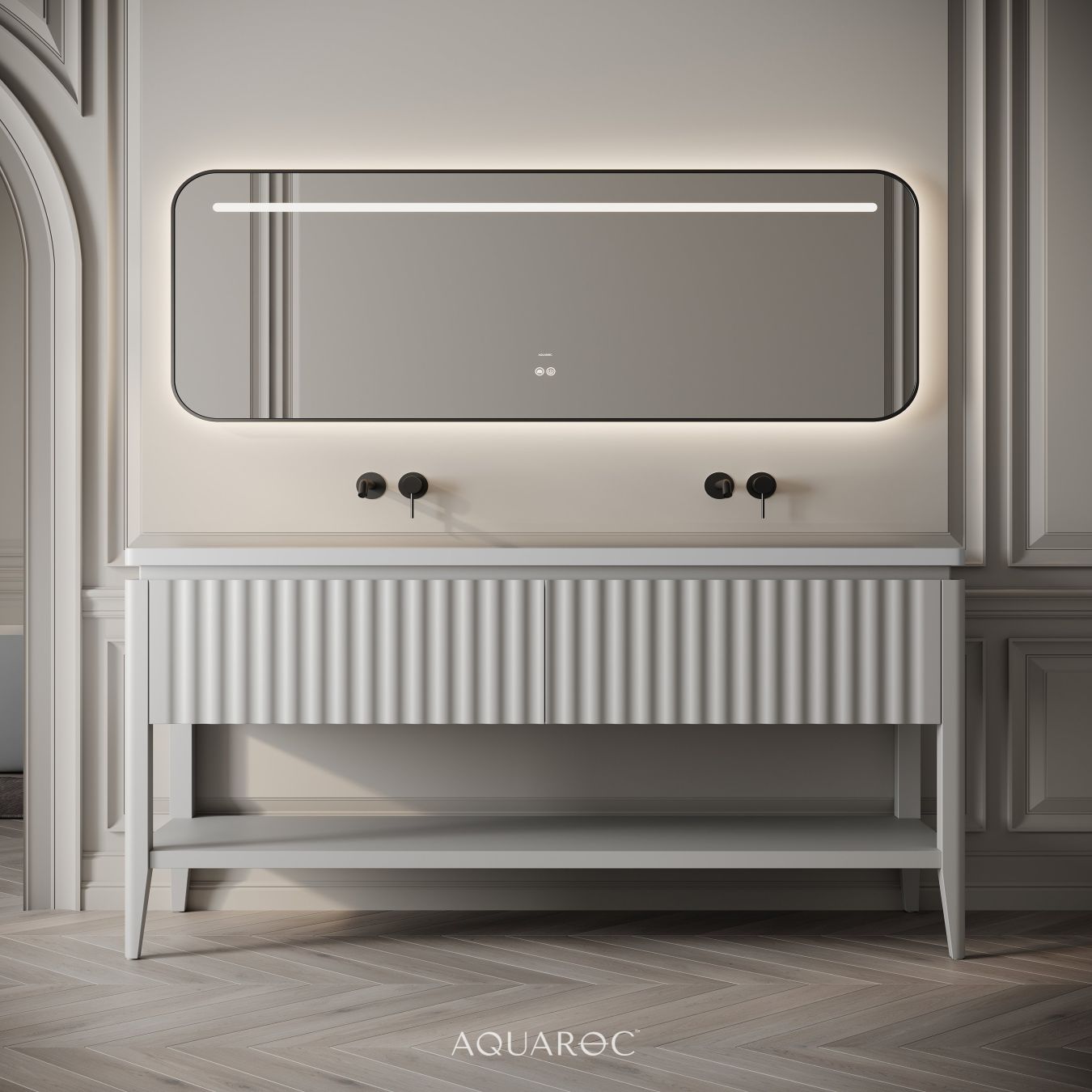 Kensington Double Vanity Unit & Stone Basin 1600mm Warm Grey
