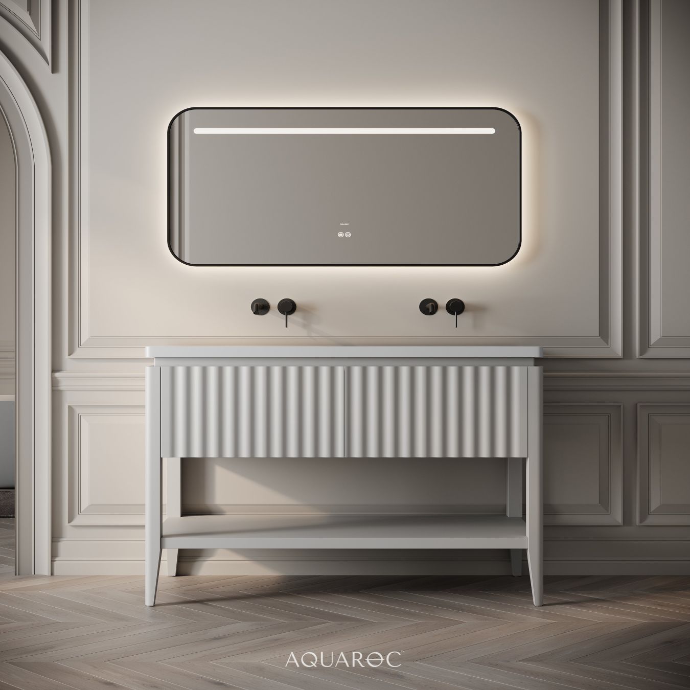 Kensington Double Vanity Unit & Stone Basin 1200mm Warm Grey