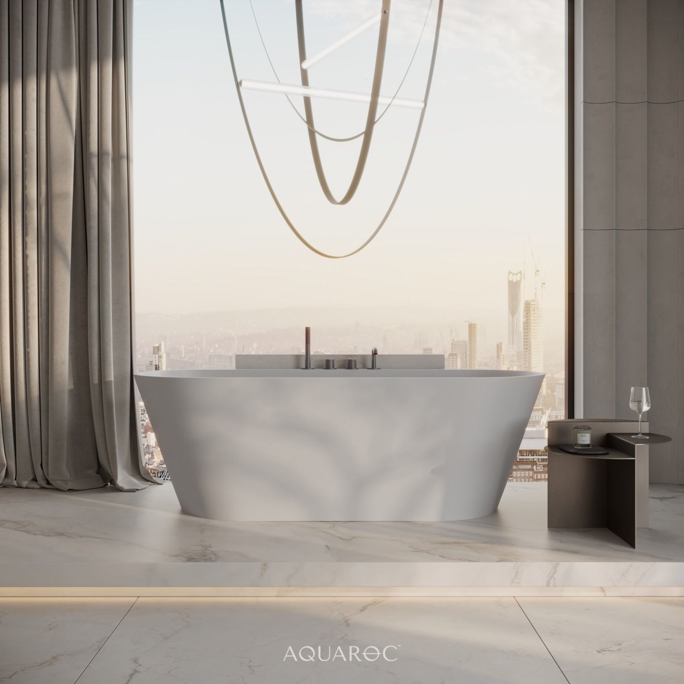 Invictus Back To Wall Freestanding Stone Bath 1700mm