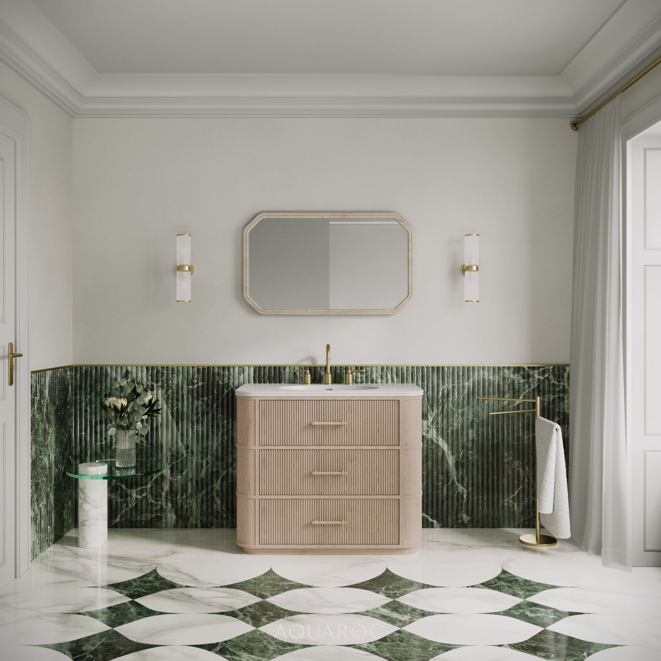 Savoy Vanity Unit & Stone Basin 1000mm Natural Oak