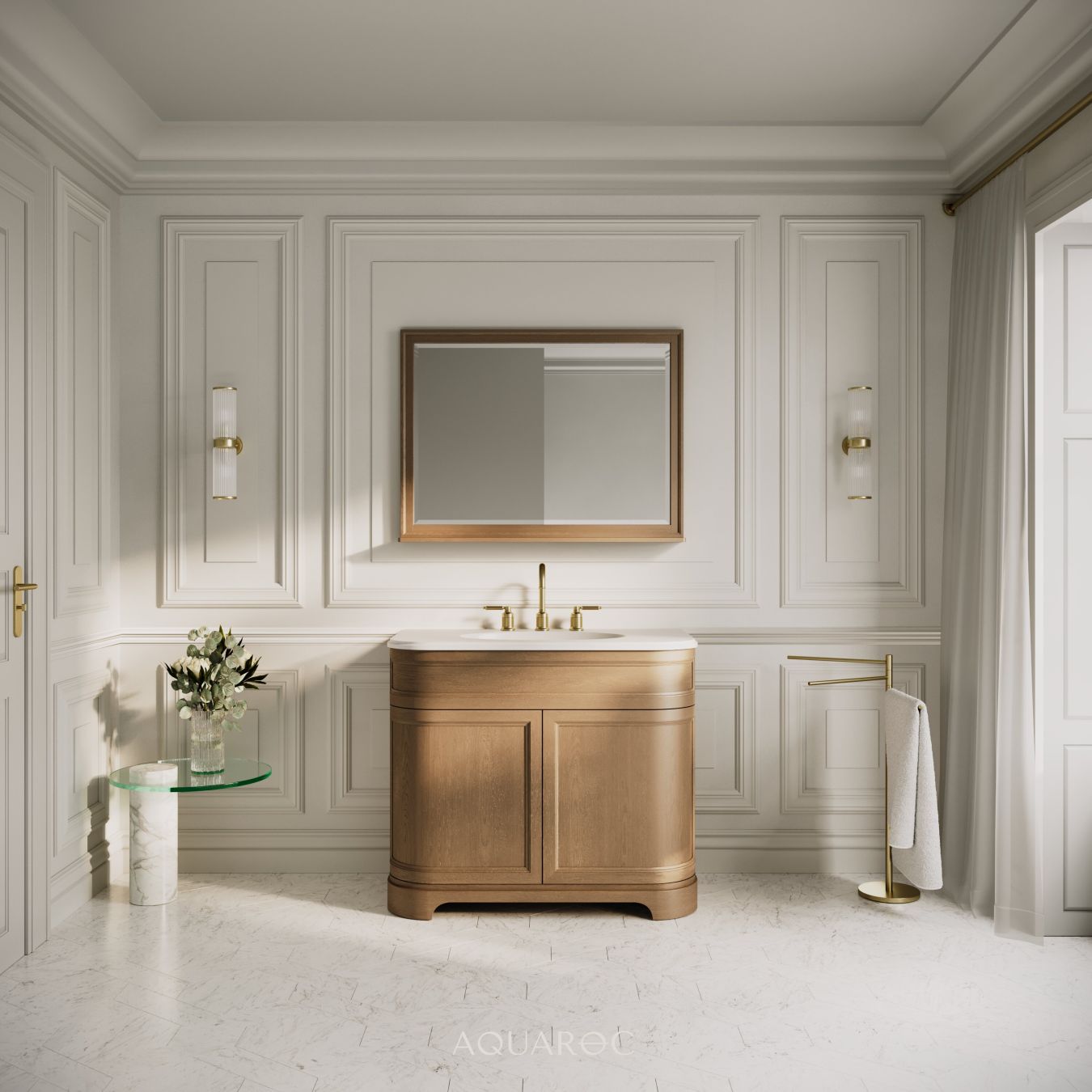 Hardwick Vanity Unit & Stone Basin 1000mm Smoked Oak