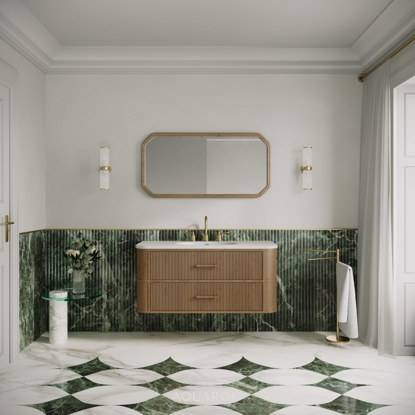 Savoy Wall Hung Vanity Unit & Stone Basin 1200mm Smoked Oak