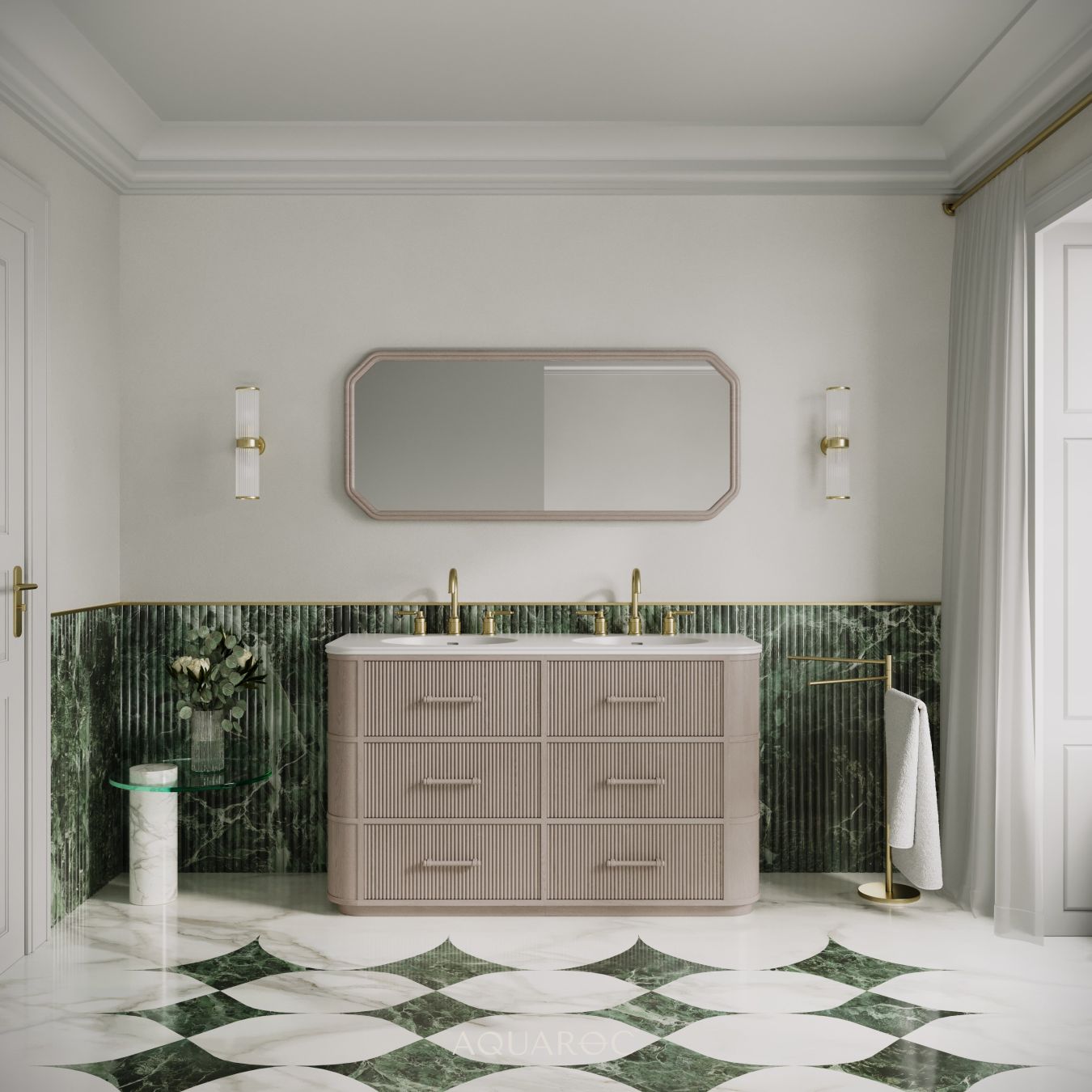 Savoy Double Vanity Unit & Stone Basin 1400mm Sabbia Grigio