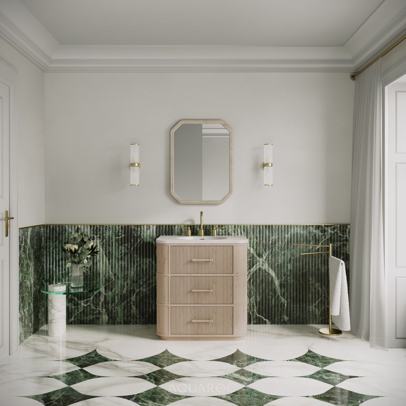 Savoy Vanity Unit & Stone Basin 800mm Natural Oak