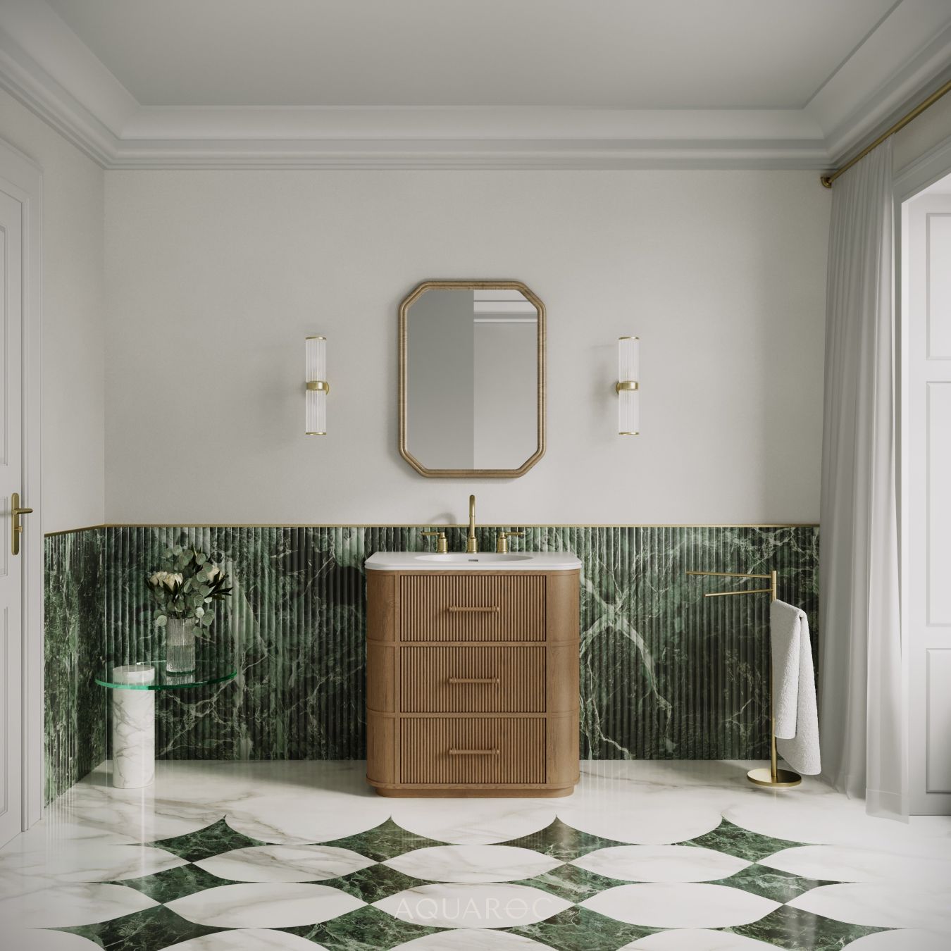 Savoy Vanity Unit & Stone Basin 800mm Smoked Oak