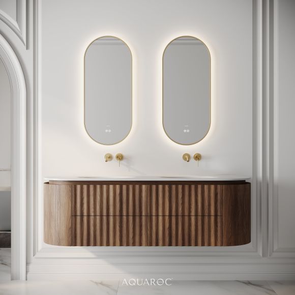 Belgravia II Double Vanity Unit & Stone Basin 1600mm Walnut