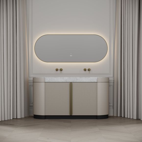 Knightsbridge Double Vanity Unit & Carrara Marble Basin 1600mm Cashmere Beige