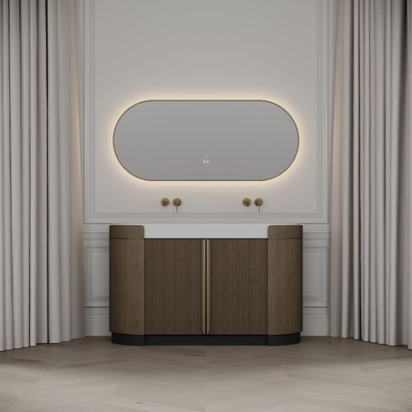 Knightsbridge Double Vanity Unit & Stone Basin 1400mm Smoked Oak