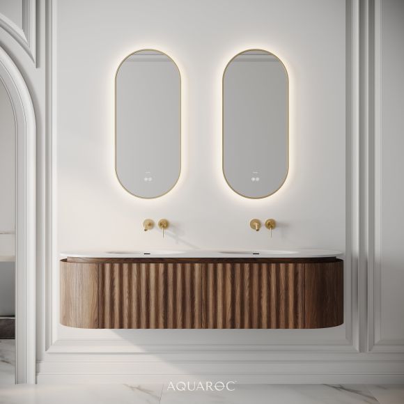 Belgravia Double Vanity Unit & Stone Basin 1600mm Walnut