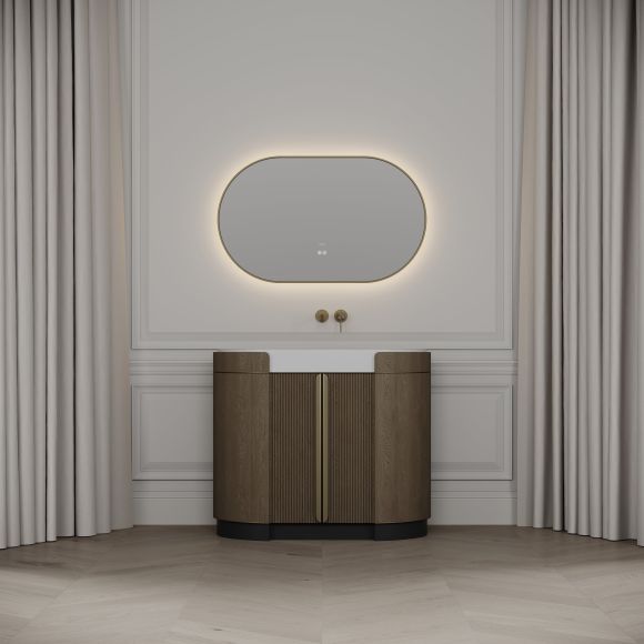 Knightsbridge Vanity Unit & Stone Basin 1000mm Smoked Oak