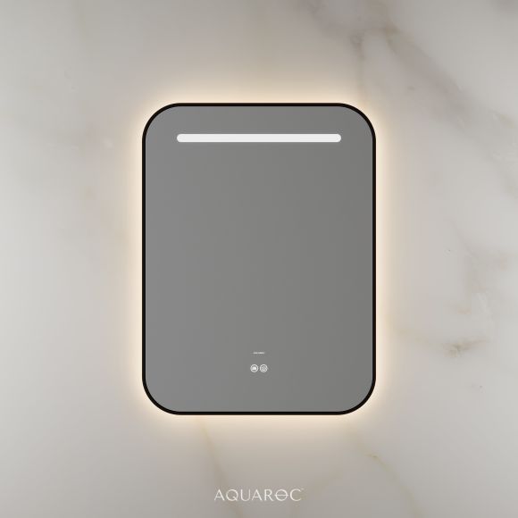 Lumiere Backlit & Demister Curved Mirror 600mm Matte Black