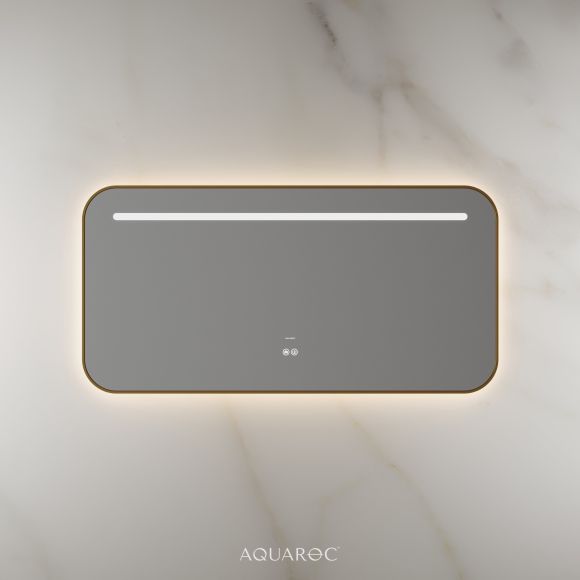 Lumiere Backlit & Demister Curved Mirror 1200mm Brushed Gold
