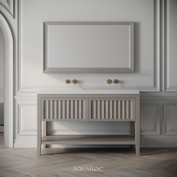 Belvedere Double Vanity Unit & Stone Basin 1200mm Sabbia Grigio Oak