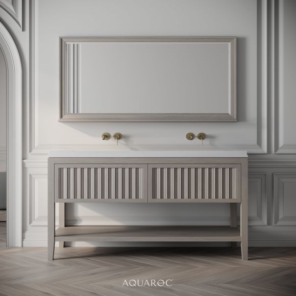 Belvedere Double Vanity Unit & Stone Basin 1400mm Sabbia Grigio Oak