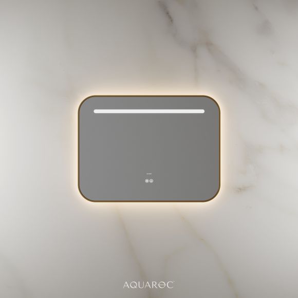 Lumiere Backlit & Demister Curved Mirror 800mm Brushed Gold