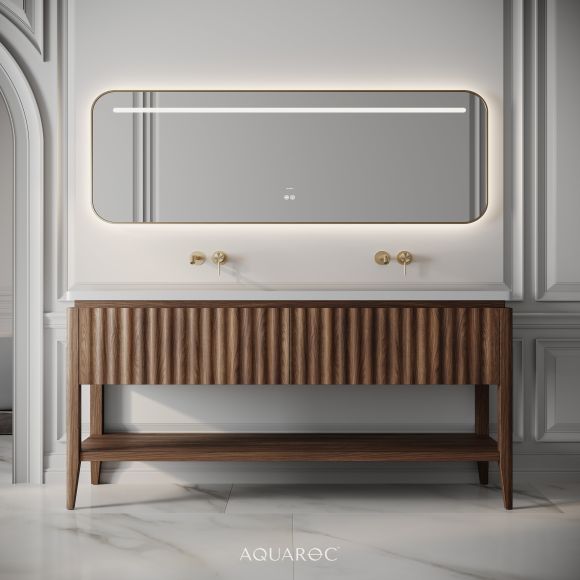 Kensington Double Vanity Unit & Stone Basin 1600mm Walnut