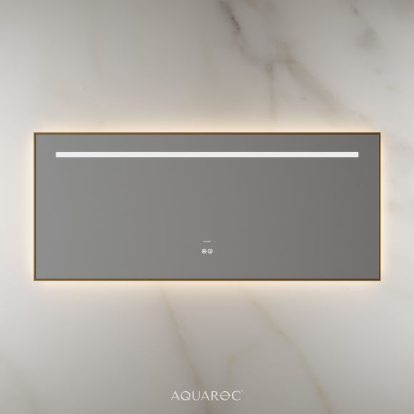 Lumiere Backlit & Demister Rectangle Mirror 1400mm Brushed Gold