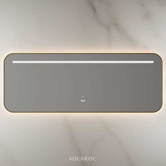 Lumiere Backlit & Demister Curved Mirror 1600mm Brushed Gold