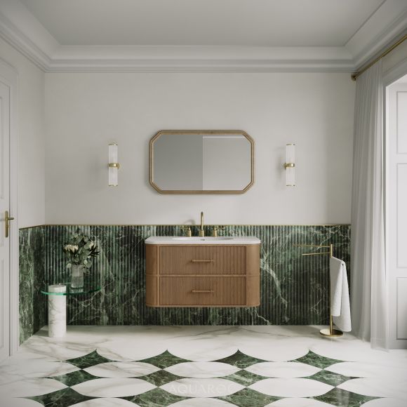 Savoy Wall Hung Vanity Unit & Stone Basin 1000mm Smoked Oak