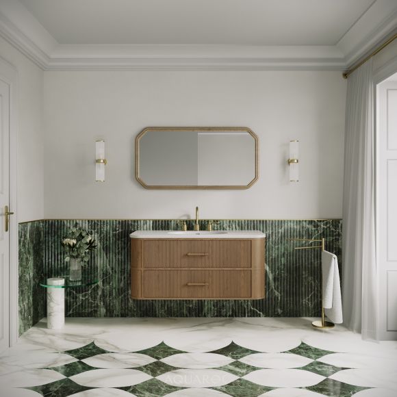 Savoy Wall Hung Vanity Unit & Stone Basin 1200mm Smoked Oak