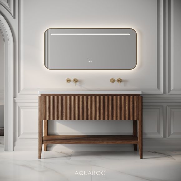Kensington Double Vanity Unit & Stone Basin 1200mm Walnut