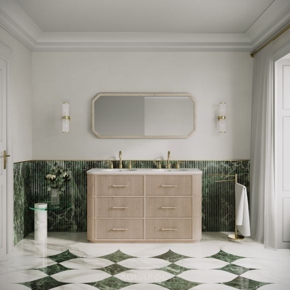 Savoy Double Vanity Unit & Stone Basin 1400mm Natural Oak