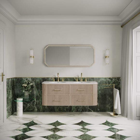 Savoy Wall Hung Double Vanity Unit & Stone Basin 1400mm Natural Oak