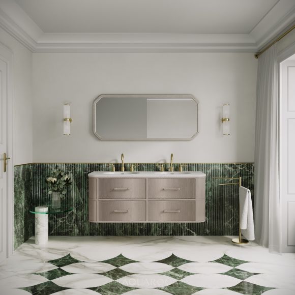 Savoy Wall Hung Double Vanity Unit & Stone Basin 1400mm Sabbia Grigio