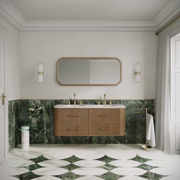 Savoy Wall Hung Double Vanity Unit & Stone Basin 1400mm Smoked Oak