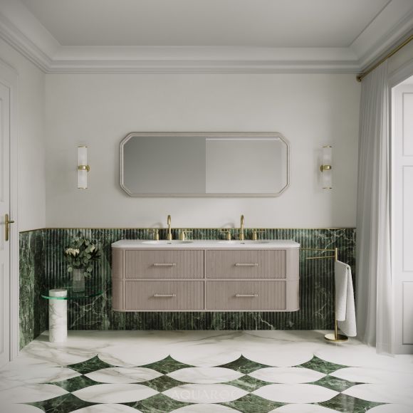 Savoy Wall Hung Double Vanity Unit & Stone Basin 1600mm Sabbia Grigio