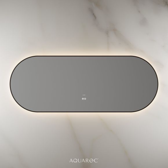 Lumiere Backlit & Demister Oval Mirror 1600mm Matte Black