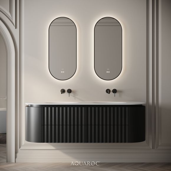 Belgravia II Double Vanity Unit & Stone Basin 1600mm Matte Black