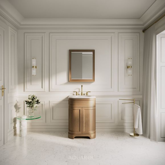 Hardwick Vanity Unit & Stone Basin 600mm Smoked Oak