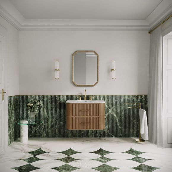 Savoy Wall Hung Vanity Unit & Stone Basin 800mm Smoked Oak