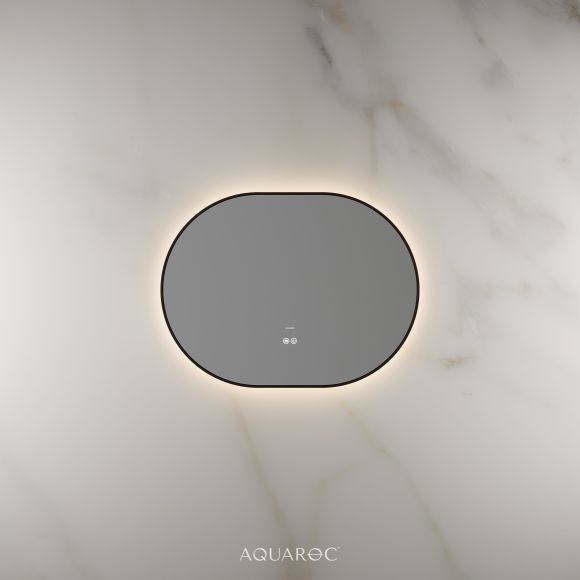 Lumiere Backlit & Demister Oval Mirror 800mm Matte Black